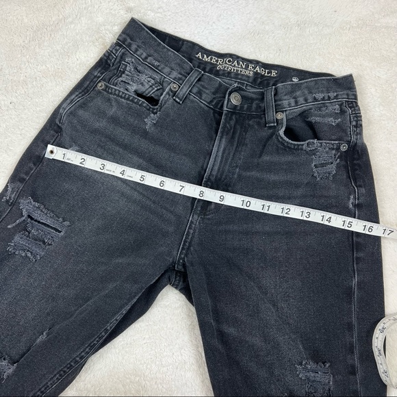 American Eagle Distressed Black Mom Jeans 2 - Picture 7 of 12